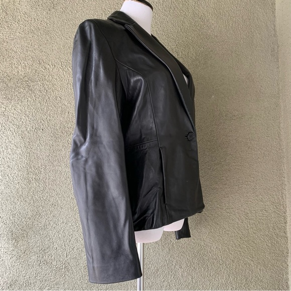 “SienaStudio” Black Soft Leather Blazer Jacket size 12 - Picture 6 of 16